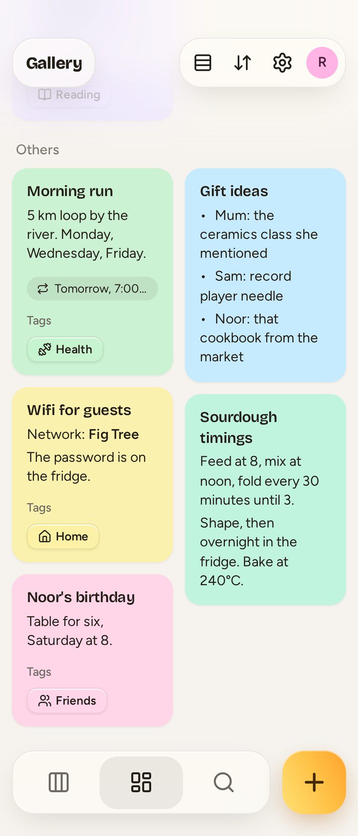 Create a quick note and save it to Gallery.